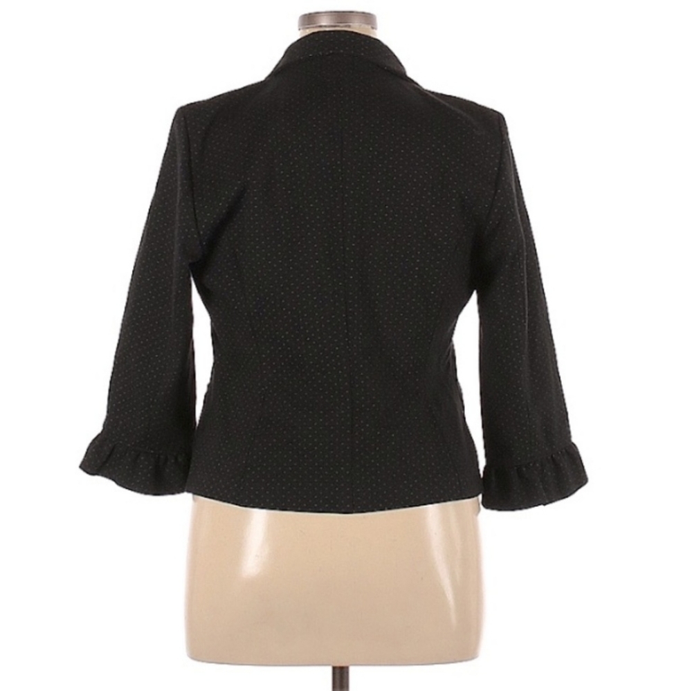 AMANDA & CHELSEA 12 Black Polka Dot Jacket Blazer 3/4 Ruffle Sleeve - Picture 3 of 16